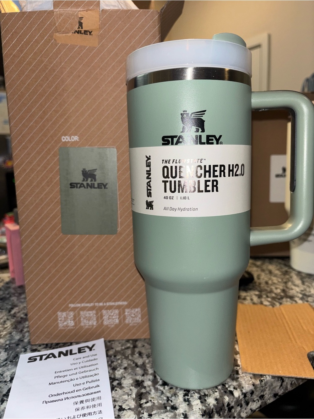 Stanley Quencher H2.0 Tumbler in Sage Green